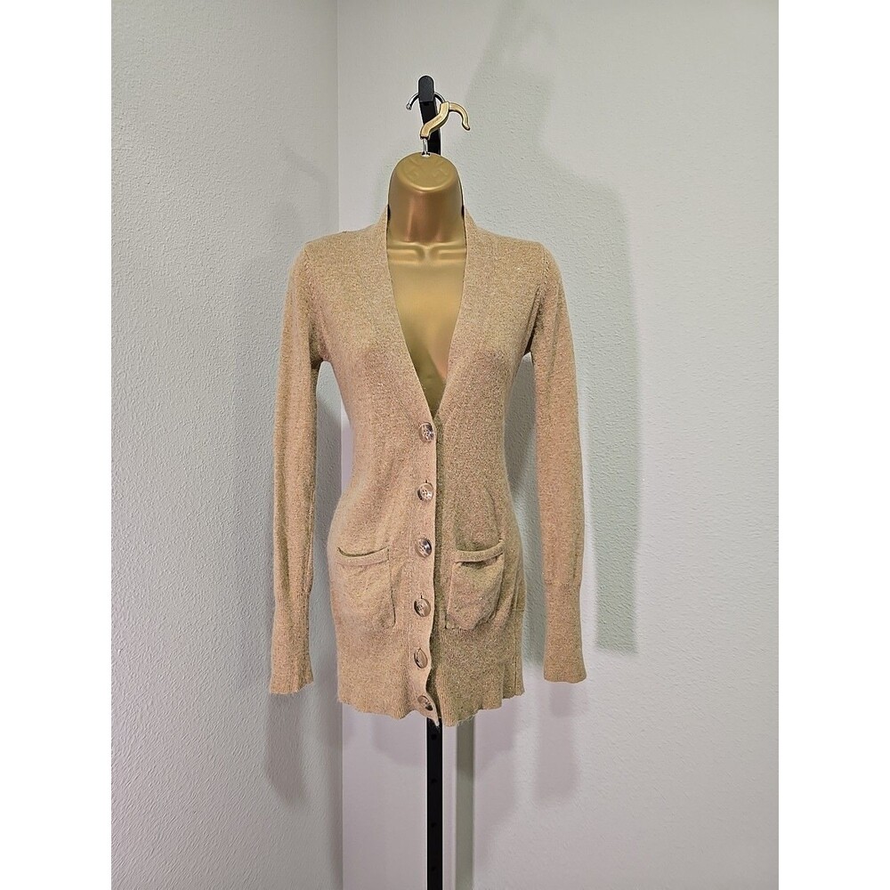 Angora Wool Blend Long Cardigan Womens Lge Old Money Quiet Luxury Office Career